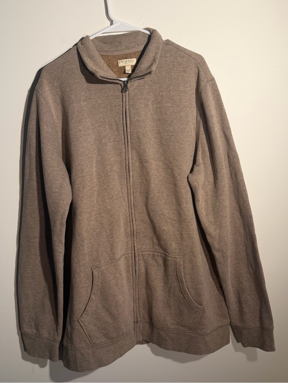 Sonoma Men's Full-Zip Sweater Jacket in Taupe